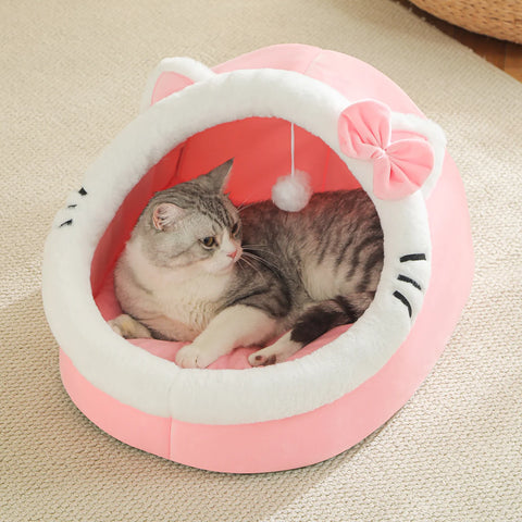 Cute Cozy Cat House Bed for Deep Sleep Comfort