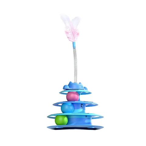 Self-Play Cat Toy with Feather and Rolling Ball