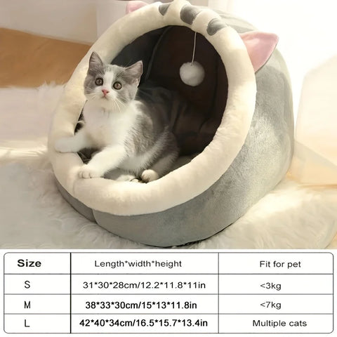 Cute Cozy Cat House Bed for Deep Sleep Comfort