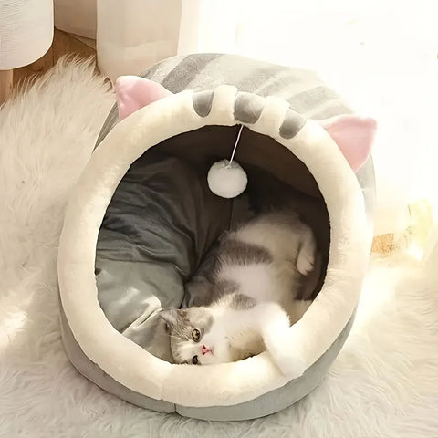 Cute Cozy Cat House Bed for Deep Sleep Comfort